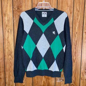 Mens Express V-Neck Argyle Pattern Size S Sweater